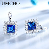 Simulated Sapphire Clip Earrings 925 Sterling Silver Wedding Jewelry