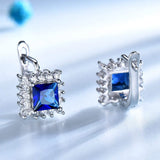 Simulated Sapphire Clip Earrings 925 Sterling Silver Wedding Jewelry