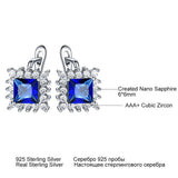 Simulated Sapphire Clip Earrings 925 Sterling Silver Wedding Jewelry
