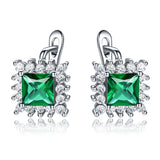 Simulated Sapphire Clip Earrings 925 Sterling Silver Wedding Jewelry