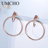 925 Silver Hoop Earrings Big Rose Earrings Wedding Gift Fine Jewelry