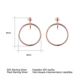 925 Silver Hoop Earrings Big Rose Earrings Wedding Gift Fine Jewelry