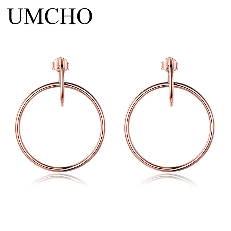 925 Silver Hoop Earrings Big Rose Earrings Wedding Gift Fine Jewelry