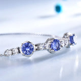 925 Silver Bracelet Tanzanite Adjustable Tennis Bangle Women Fine Jewelry