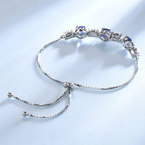 925 Silver Bracelet Tanzanite Adjustable Tennis Bangle Women Fine Jewelry