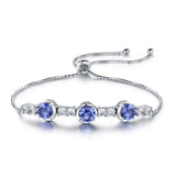 925 Silver Bracelet Tanzanite Adjustable Tennis Bangle Women Fine Jewelry