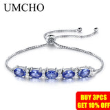 925 Silver Bracelet Tanzanite Adjustable Tennis Bangle Women Fine Jewelry