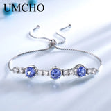 925 Silver Bracelet Tanzanite Adjustable Tennis Bangle Women Fine Jewelry