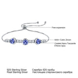 925 Silver Bracelet Tanzanite Adjustable Tennis Bangle Women Fine Jewelry