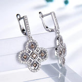 925 Sterling Silver Flower Yellow Zircon Clip Earrings Wedding Engagement