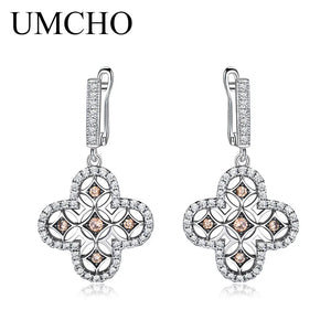 925 Sterling Silver Flower Yellow Zircon Clip Earrings Wedding Engagement