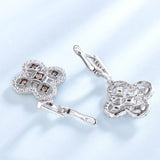 925 Sterling Silver Flower Yellow Zircon Clip Earrings Wedding Engagement