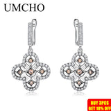 925 Sterling Silver Flower Yellow Zircon Clip Earrings Wedding Engagement