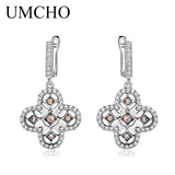 925 Sterling Silver Flower Yellow Zircon Clip Earrings Wedding Engagement