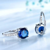 925 Silver Created Sapphire Clip Earrings Wedding Jewelry