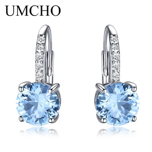 925 Silver Created Sapphire Clip Earrings Wedding Jewelry