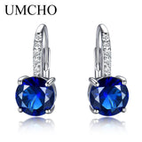 925 Silver Created Sapphire Clip Earrings Wedding Jewelry