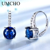 925 Silver Created Sapphire Clip Earrings Wedding Jewelry