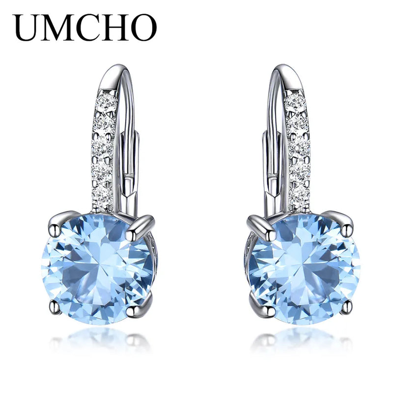 925 Silver Created Sapphire Clip Earrings Wedding Jewelry