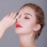 925 Silver Created Sapphire Clip Earrings Wedding Jewelry