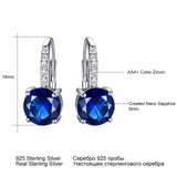 925 Silver Created Sapphire Clip Earrings Wedding Jewelry