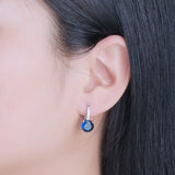 925 Silver Created Sapphire Clip Earrings Wedding Jewelry