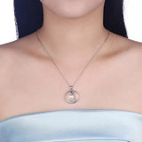 925 Silver Crystal Moon Pendant Necklace for Women - Fine Jewelry