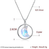 925 Silver Crystal Moon Pendant Necklace for Women - Fine Jewelry