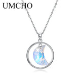 925 Silver Crystal Moon Pendant Necklace for Women - Fine Jewelry