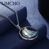 925 Silver Crystal Moon Pendant Necklace for Women - Fine Jewelry