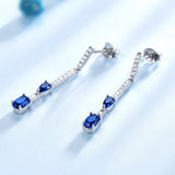 925 Silver Drop Earrings Sapphire Wedding Jewelry Gift