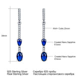 925 Silver Drop Earrings Sapphire Wedding Jewelry Gift