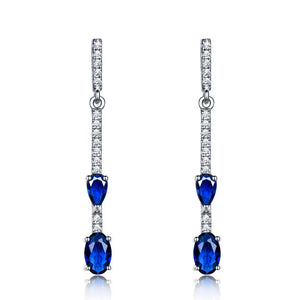 925 Silver Drop Earrings Sapphire Wedding Jewelry Gift