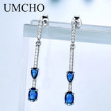 925 Silver Drop Earrings Sapphire Wedding Jewelry Gift