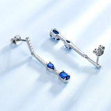 925 Silver Drop Earrings Sapphire Wedding Jewelry Gift