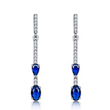 925 Silver Drop Earrings Sapphire Wedding Jewelry Gift