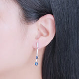 925 Silver Drop Earrings Sapphire Wedding Jewelry Gift
