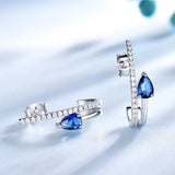925 Silver Drop Earrings Sapphire Gemstone Wedding Fine Jewelry