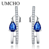 925 Silver Drop Earrings Sapphire Gemstone Wedding Fine Jewelry