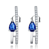 925 Silver Drop Earrings Sapphire Gemstone Wedding Fine Jewelry