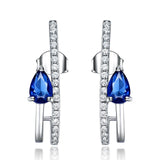 925 Silver Drop Earrings Sapphire Gemstone Wedding Fine Jewelry