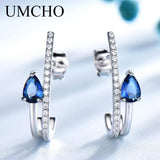 925 Silver Drop Earrings Sapphire Gemstone Wedding Fine Jewelry