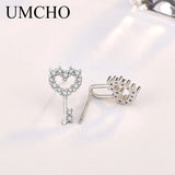 925 Silver Lock Heart CZ Stud Earrings for Women Wedding Party Gift