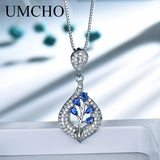 925 Sterling Silver Leaf Pendant Necklace Gemstone Girl Gift Jewelry