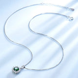 Green Emerald Gemstone Necklace in 925 Sterling Silver