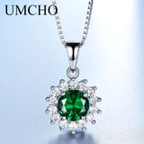 Green Emerald Gemstone Necklace in 925 Sterling Silver