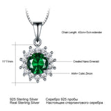 Green Emerald Gemstone Necklace in 925 Sterling Silver
