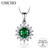 Green Emerald Gemstone Necklace in 925 Sterling Silver