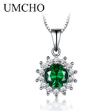 Green Emerald Gemstone Necklace in 925 Sterling Silver