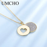 925 Silver Necklace Yellow Heart Pendant Romantic Gift Chain